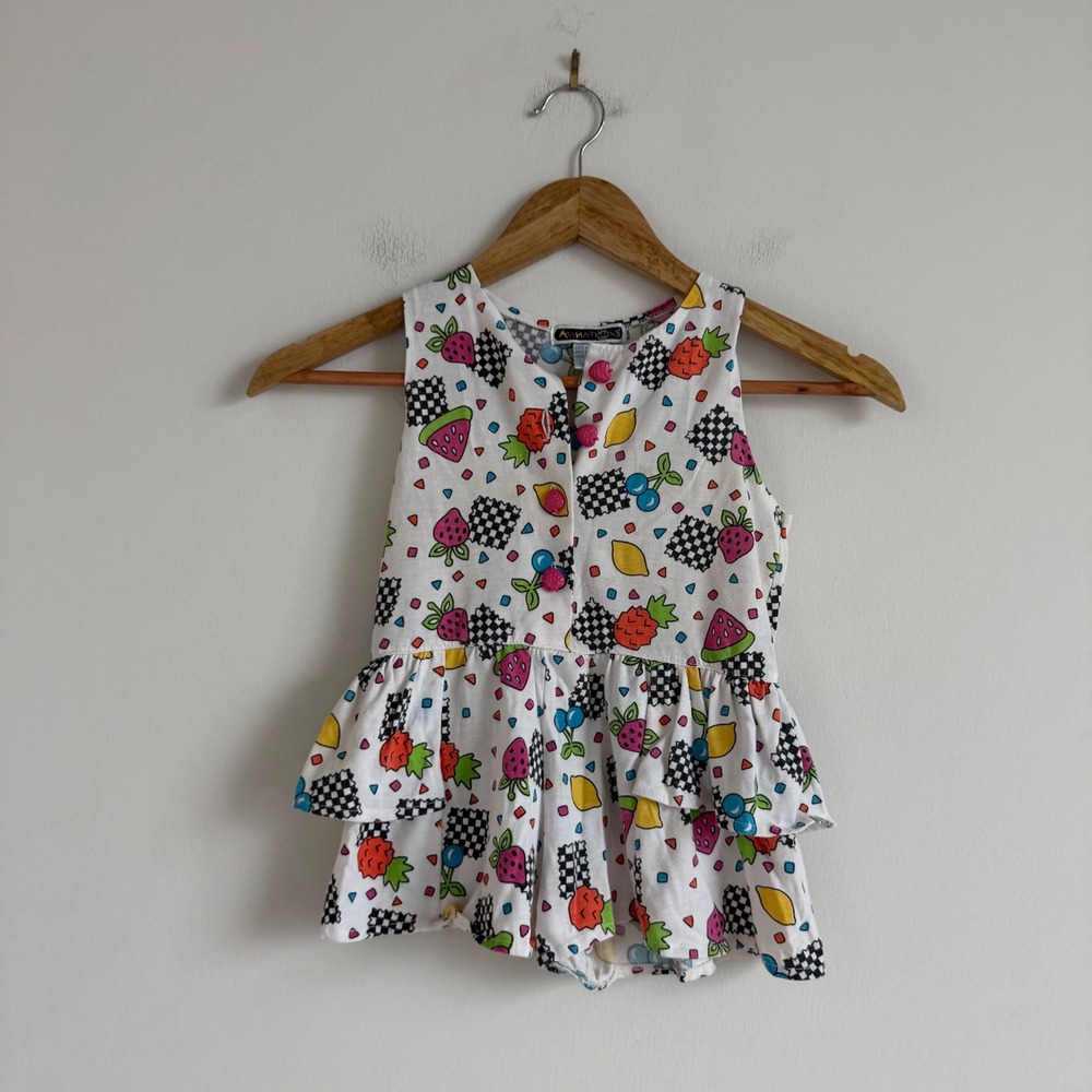 Vintage 90s Fruit Print Dress Size 4T